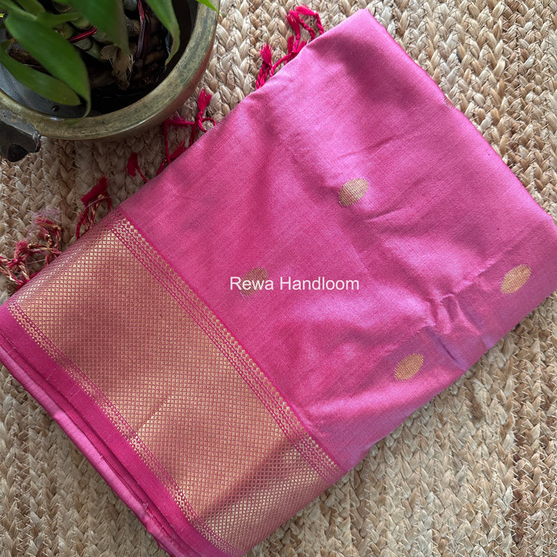 Maheshwari Pink Pure Silk Saree PS088