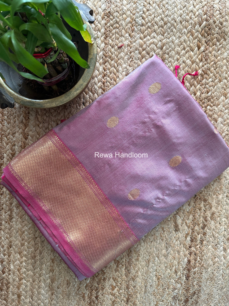 Maheshwari Onion Pink Pure Silk Saree PS092