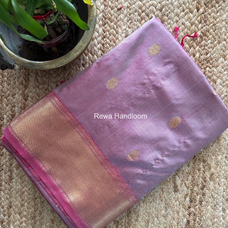Maheshwari Onion Pink Pure Silk Saree PS092