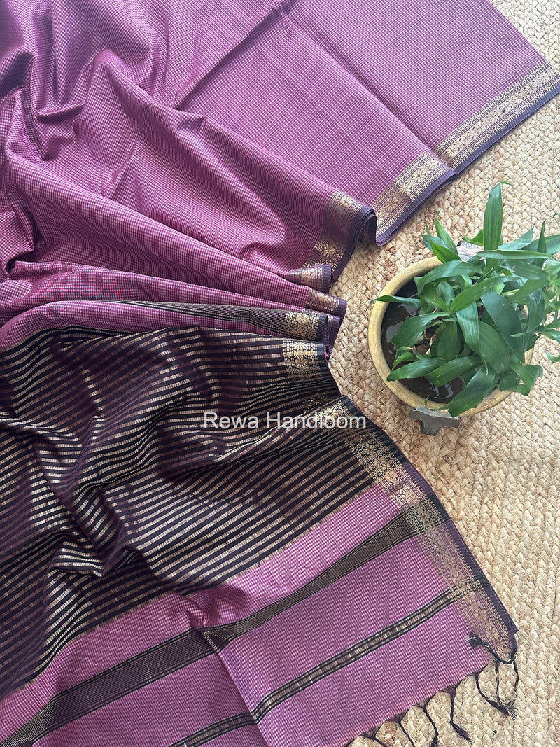 Maheshwari Pink Garbha Reshami Silk Saree GS297