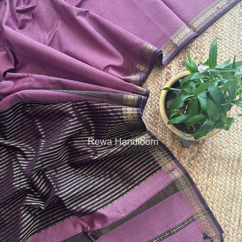 Maheshwari Pink Garbha Reshami Silk Saree GS297