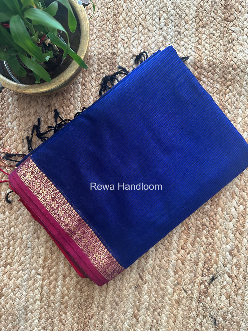 Maheshwari Blue Garbha Reshami Silk Saree GS298
