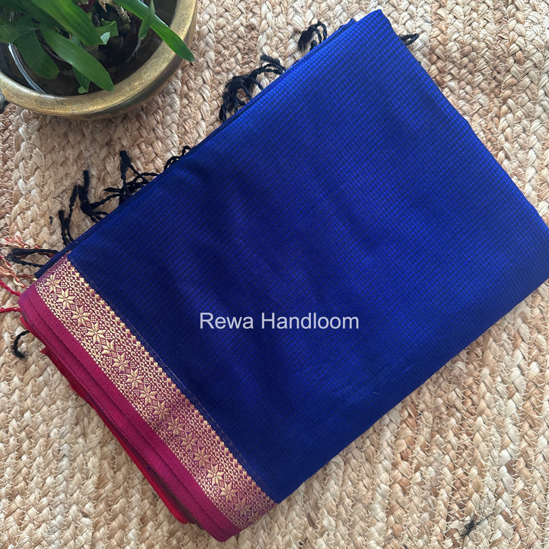 Maheshwari Blue Garbha Reshami Silk Saree GS298