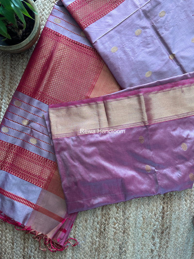 Maheshwari Onion Pink Pure Silk Saree PS092