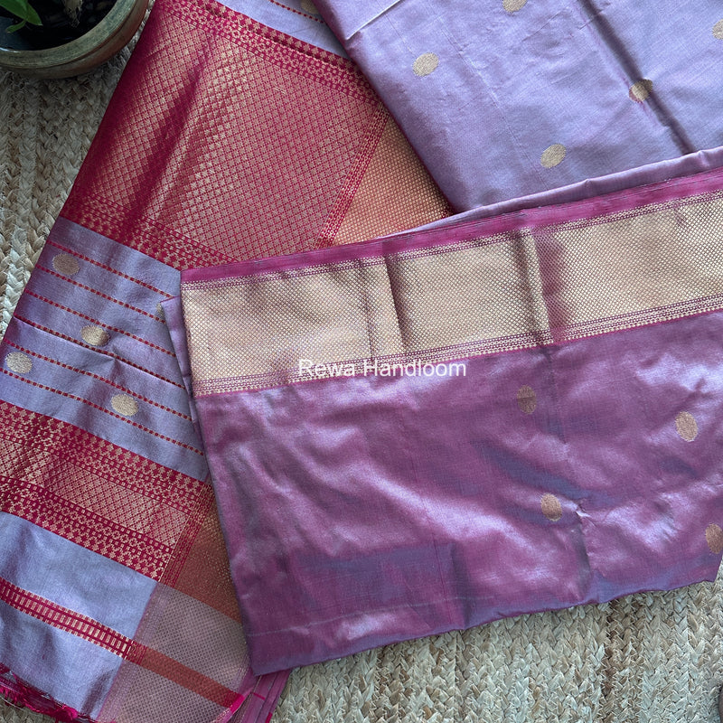 Maheshwari Onion Pink Pure Silk Saree PS092
