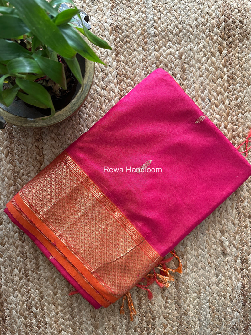 Maheshwari Rani Pink Pure Silk Saree PS090