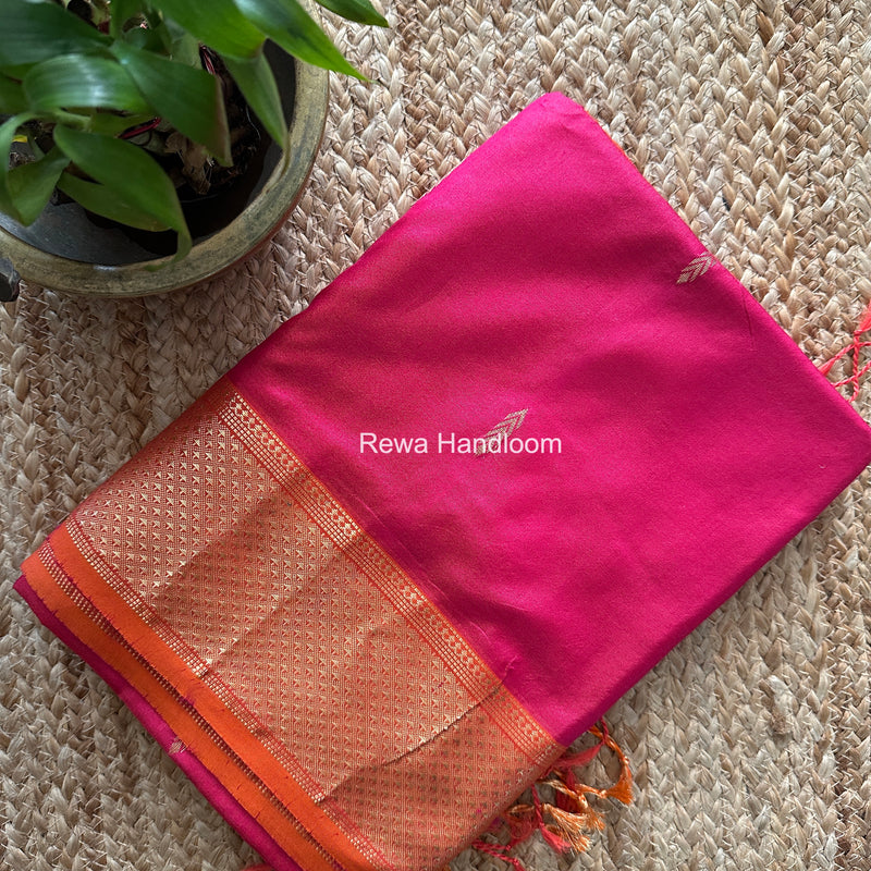 Maheshwari Rani Pink Pure Silk Saree PS090