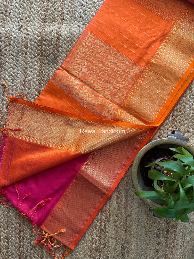 Maheshwari Rani Pink Pure Silk Saree PS090