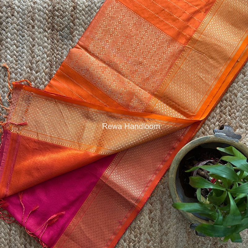 Maheshwari Rani Pink Pure Silk Saree PS090