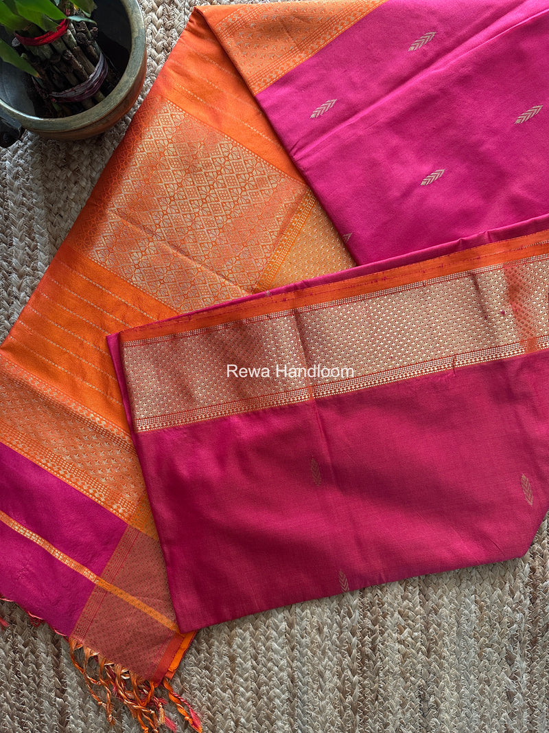 Maheshwari Rani Pink Pure Silk Saree PS090