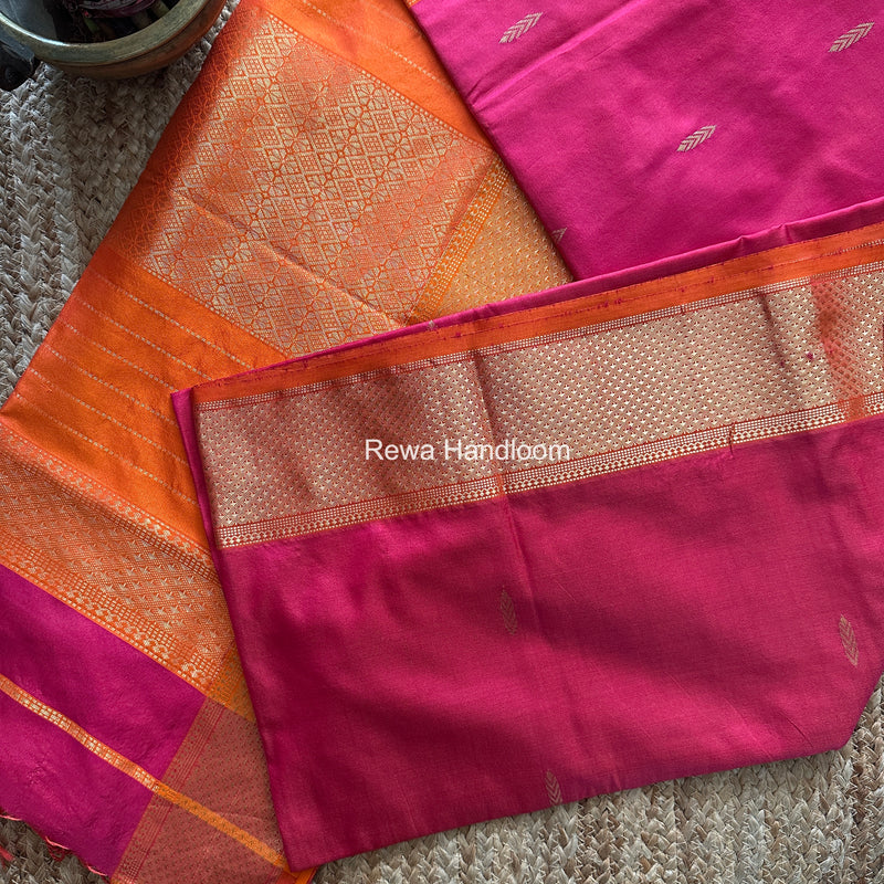 Maheshwari Rani Pink Pure Silk Saree PS090