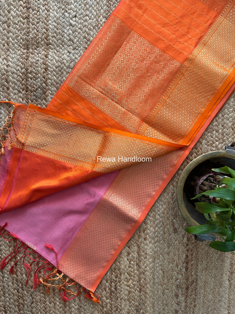 Maheshwari Baby Pink Pure Silk Saree PS084