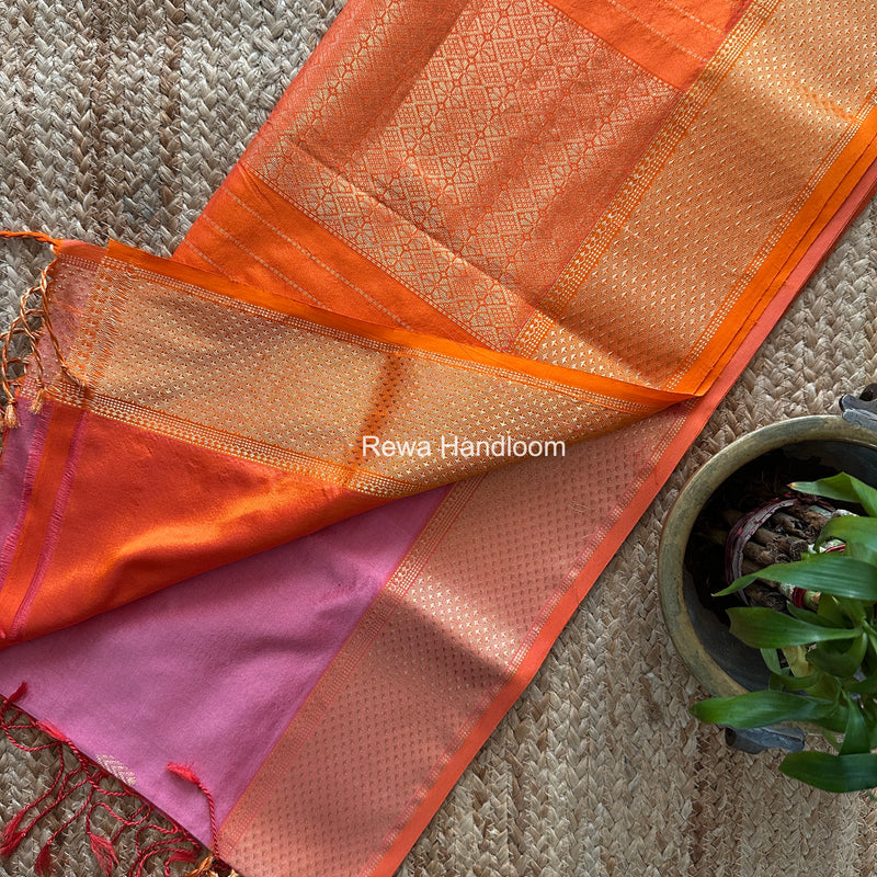Maheshwari Baby Pink Pure Silk Saree PS084