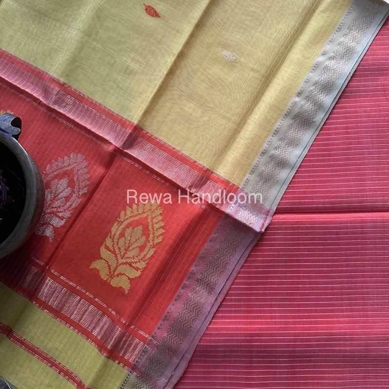 Maheshwari Orange-Yellow Motifs Top-Dupatta Set MS0170