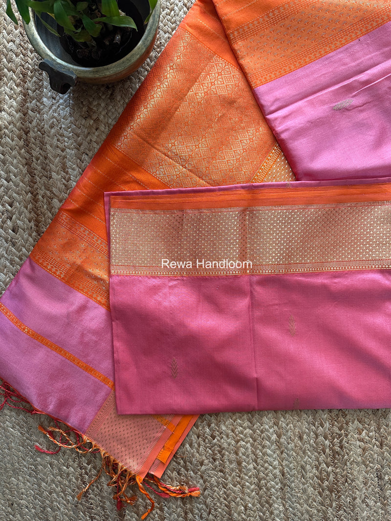 Maheshwari Baby Pink Pure Silk Saree PS084