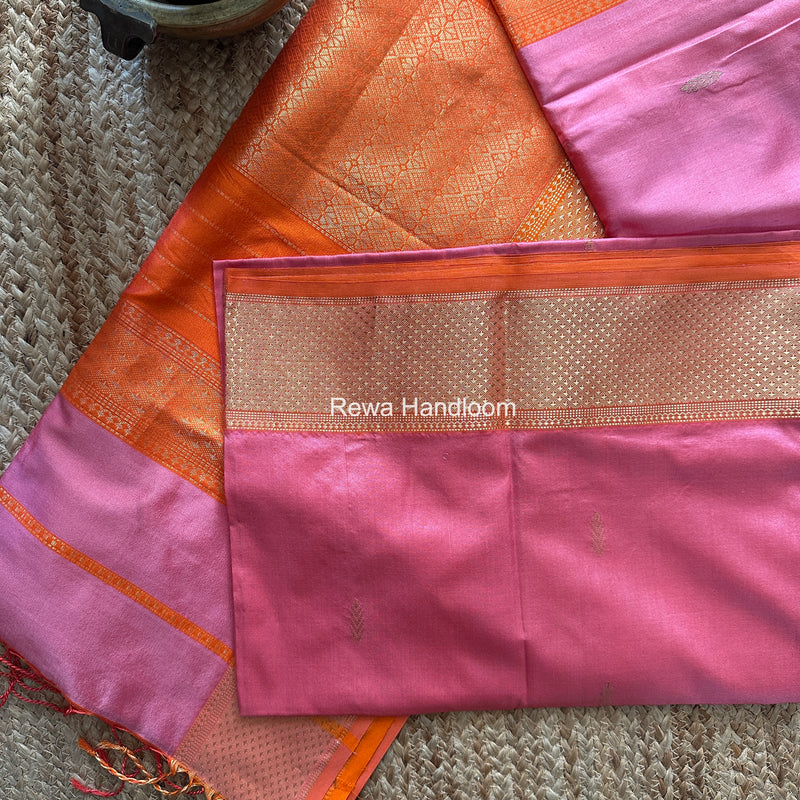 Maheshwari Baby Pink Pure Silk Saree PS084