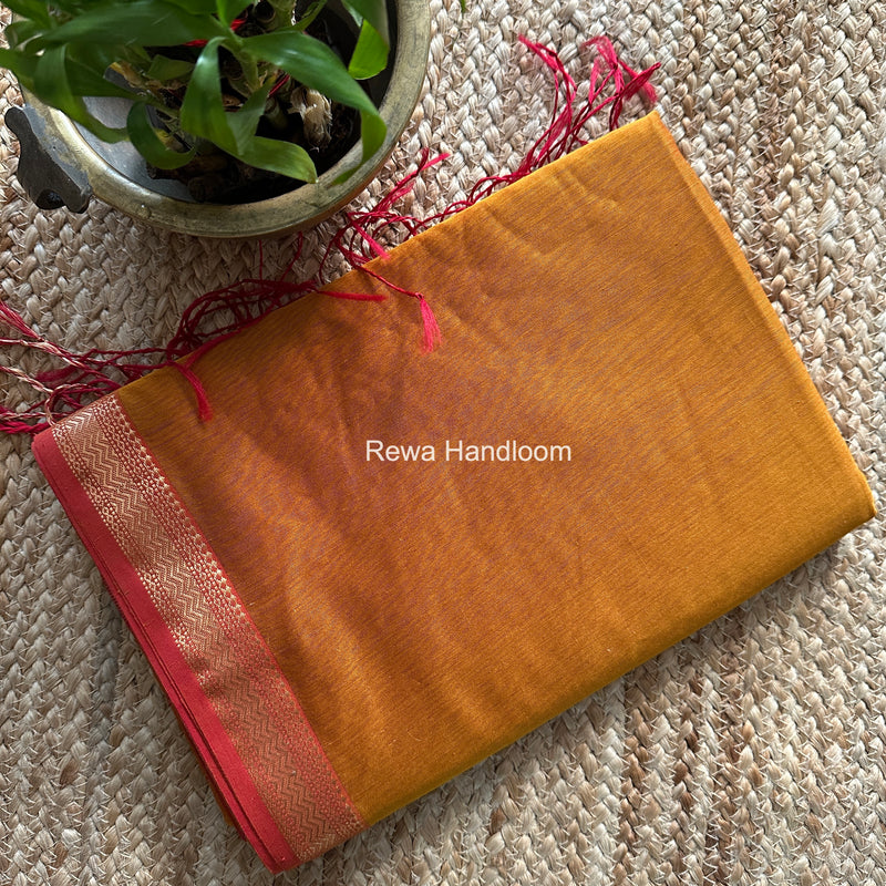 Maheshwari Mustard Yellow Rewa Lehar Saree ZBS07