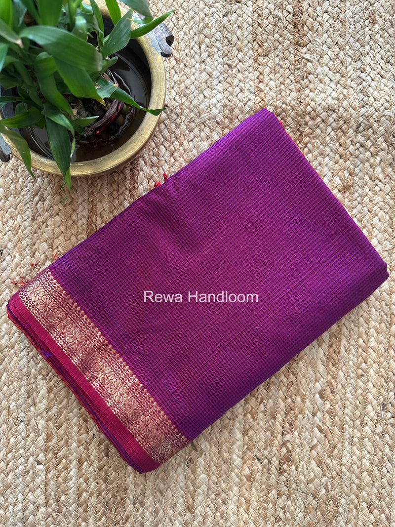 Maheshwari Dark Magenta Garbha Reshami Silk Saree GS304