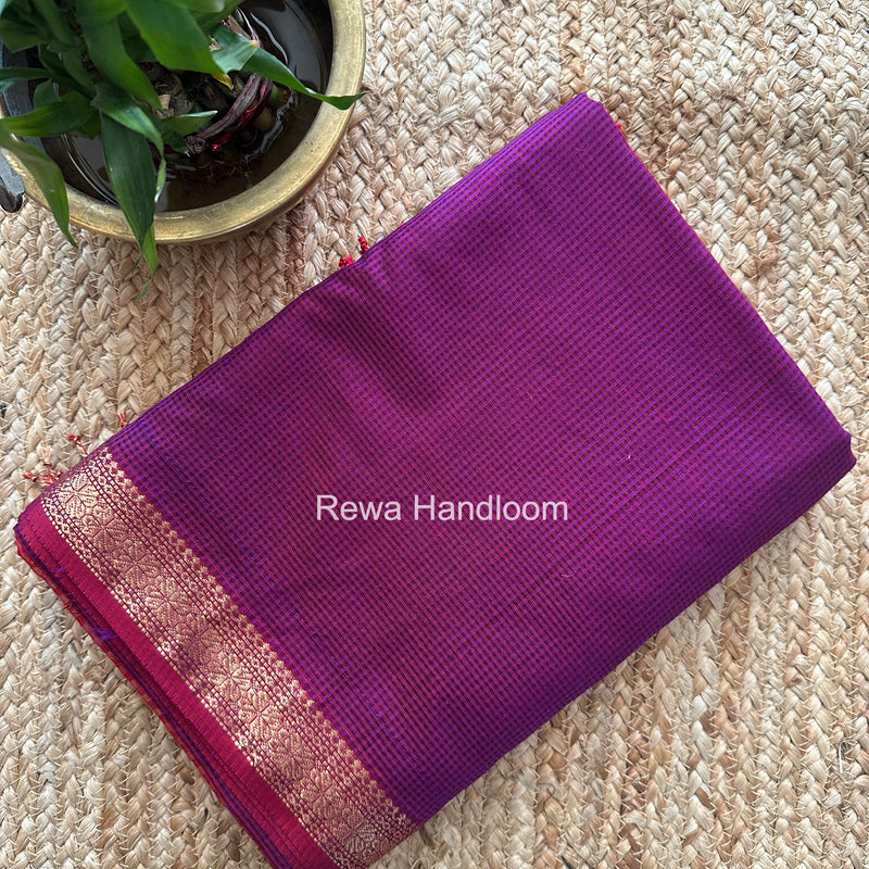 Maheshwari Dark Magenta Garbha Reshami Silk Saree GS304