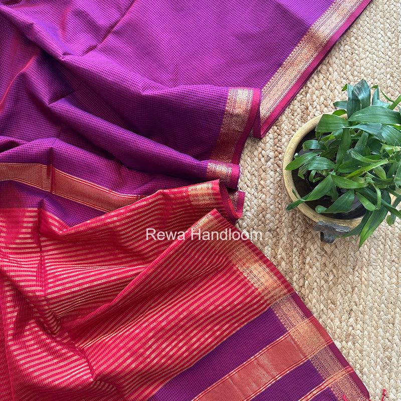 Maheshwari Dark Magenta Garbha Reshami Silk Saree GS304