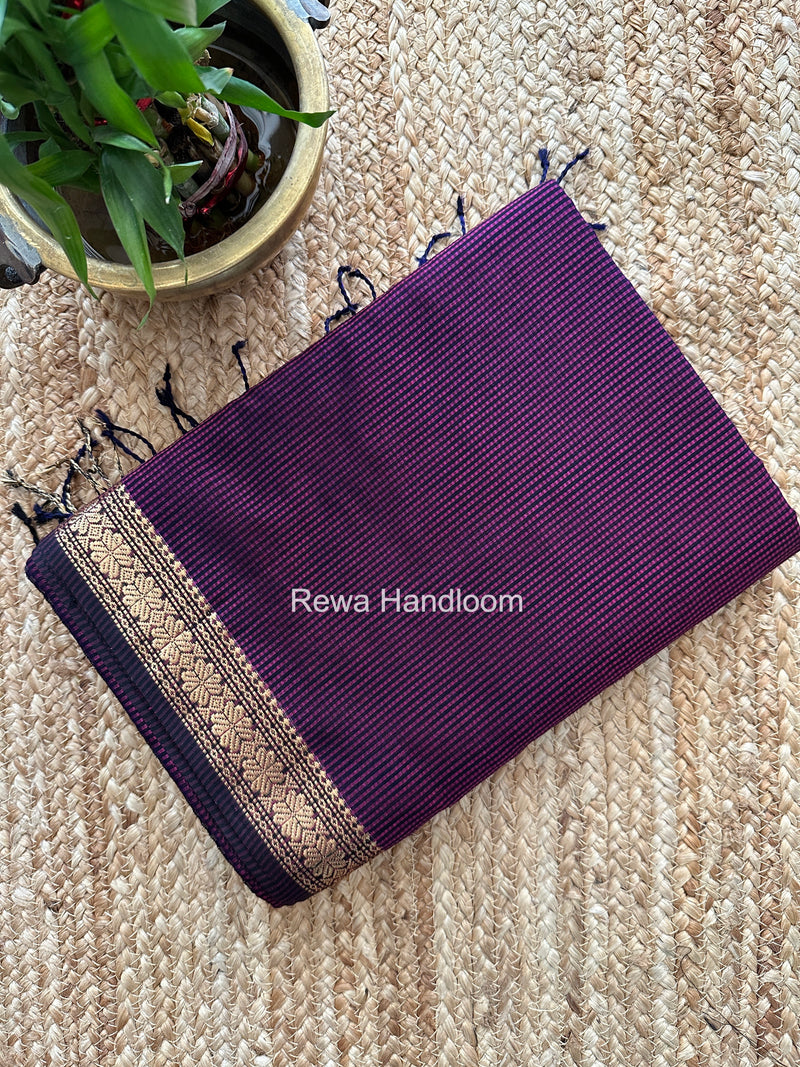 Maheshwari Dark Magenta Garbha Reshami Silk Saree GS301