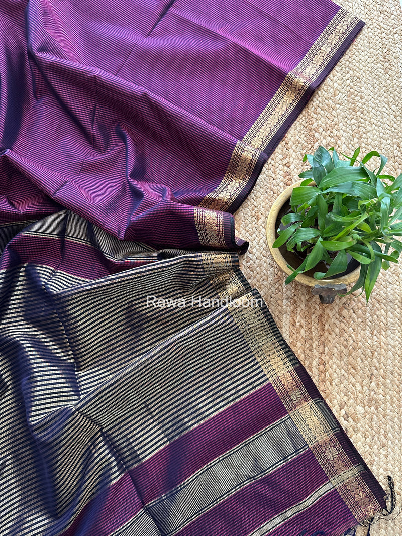 Maheshwari Dark Magenta Garbha Reshami Silk Saree GS301