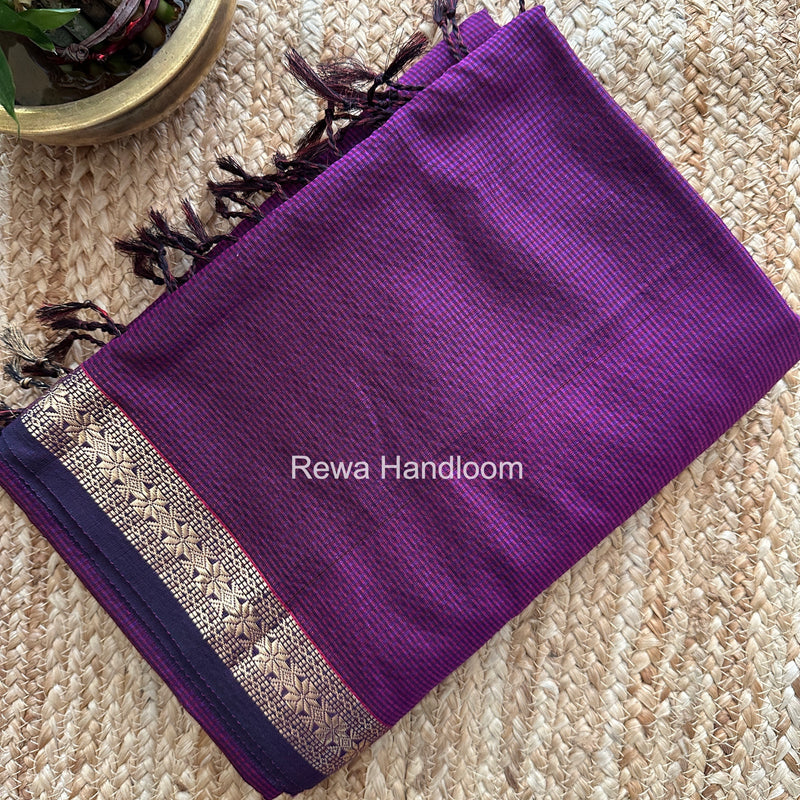 Maheshwari Purple Garbha Reshami Silk Saree GS307