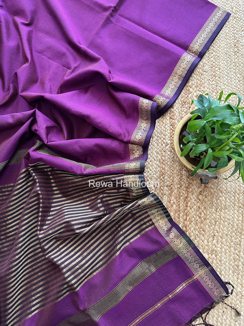 Maheshwari Purple Garbha Reshami Silk Saree GS307