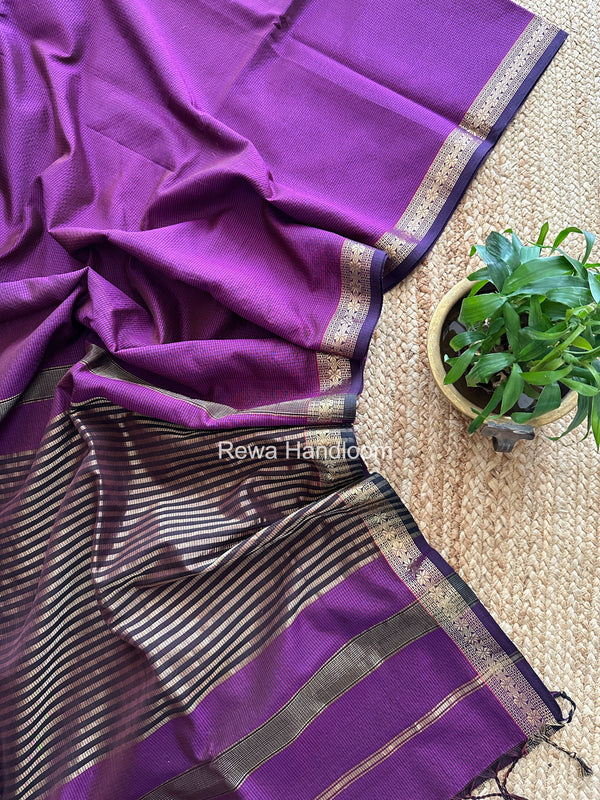 Maheshwari Purple Garbha Reshami Silk Saree GS307