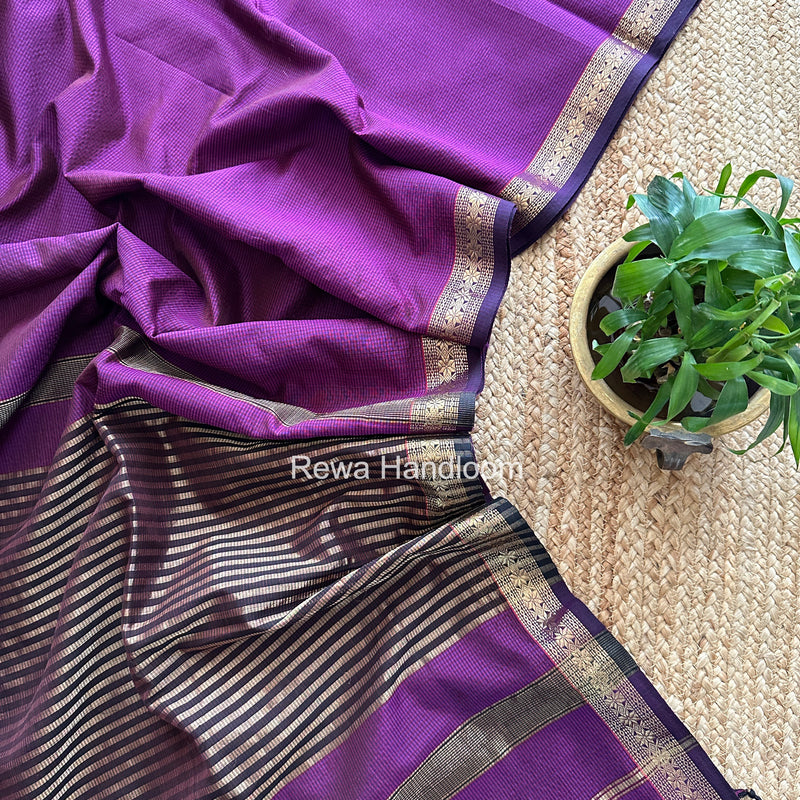 Maheshwari Purple Garbha Reshami Silk Saree GS307