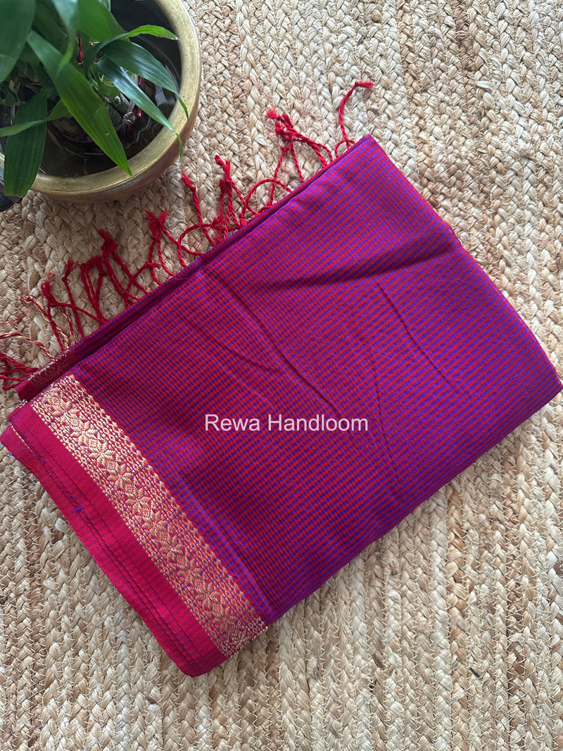 Maheshwari Magenta Garbha Reshami Silk Saree GS309