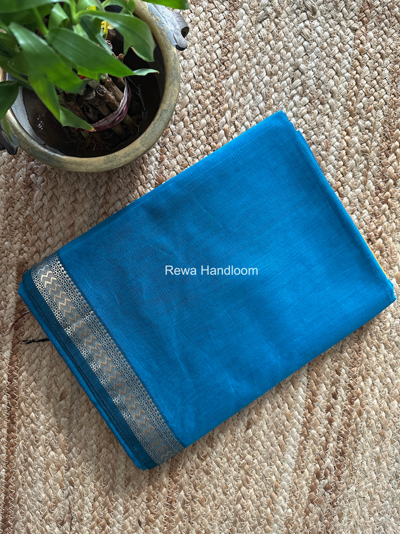 Maheshwari Teal Blue Rasta Lehar Saree RL034