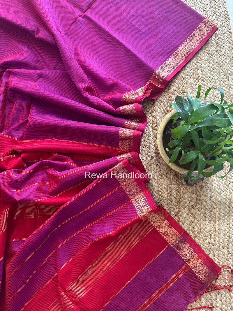 Maheshwari Magenta Garbha Reshami Silk Saree GS309