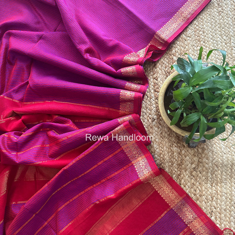 Maheshwari Magenta Garbha Reshami Silk Saree GS309