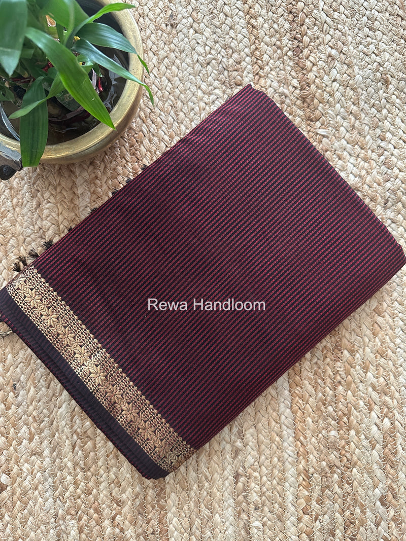 Maheshwari Maroon Garbha Reshami Silk Saree GS292