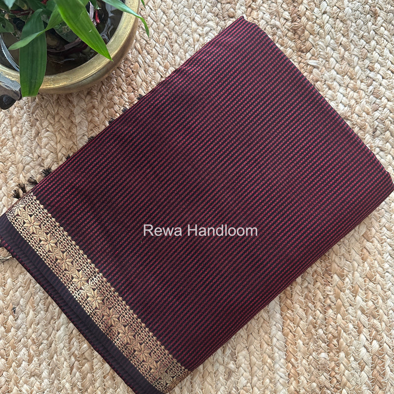 Maheshwari Maroon Garbha Reshami Silk Saree GS292