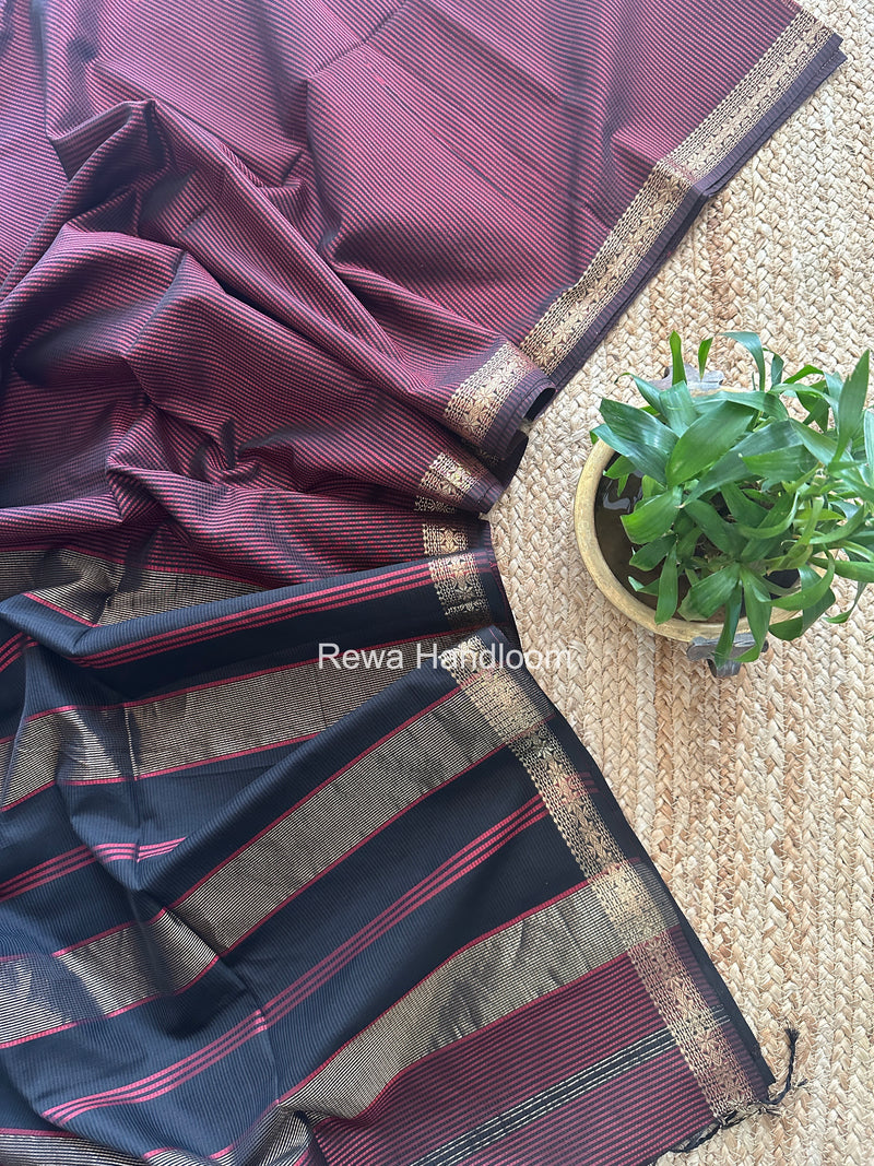 Maheshwari Maroon Garbha Reshami Silk Saree GS292