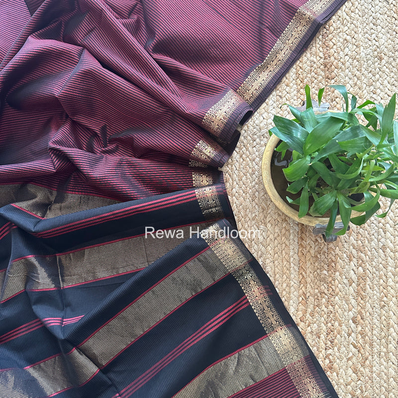 Maheshwari Maroon Garbha Reshami Silk Saree GS292