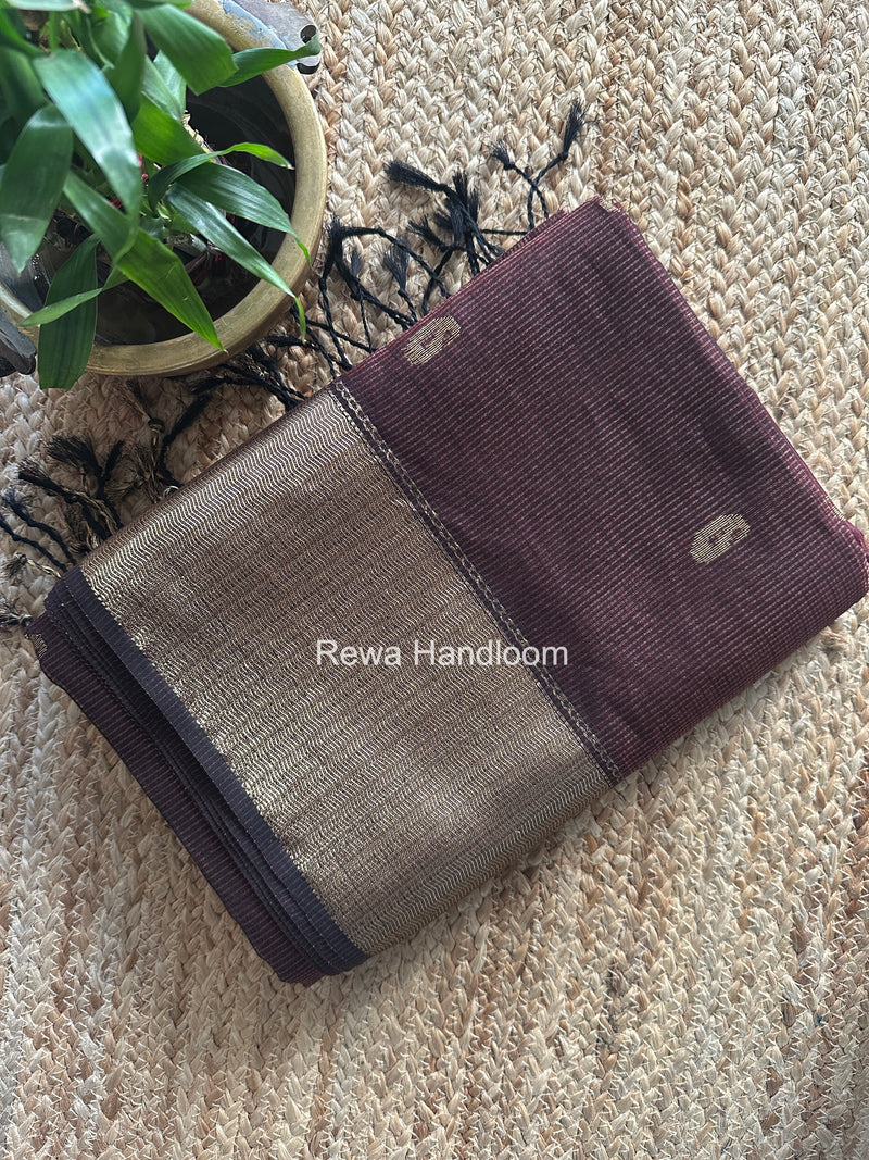 Maheshwari Maroon Tissue Butti Saree KBT04