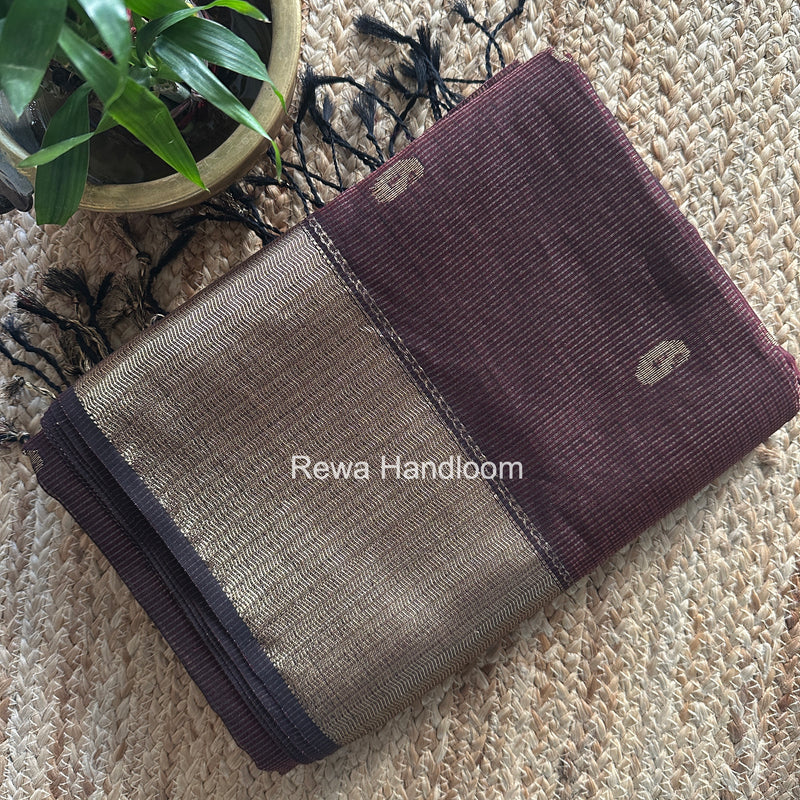 Maheshwari Maroon Tissue Butti Saree KBT04