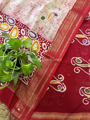 Maheshwari Red Batik Printed Dress Material BTP111