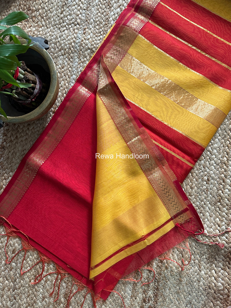 Maheshwari Red Rasta Lehar Saree RL035