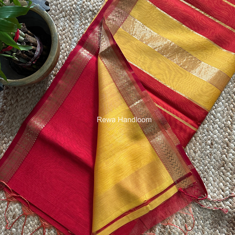 Maheshwari Red Rasta Lehar Saree RL035