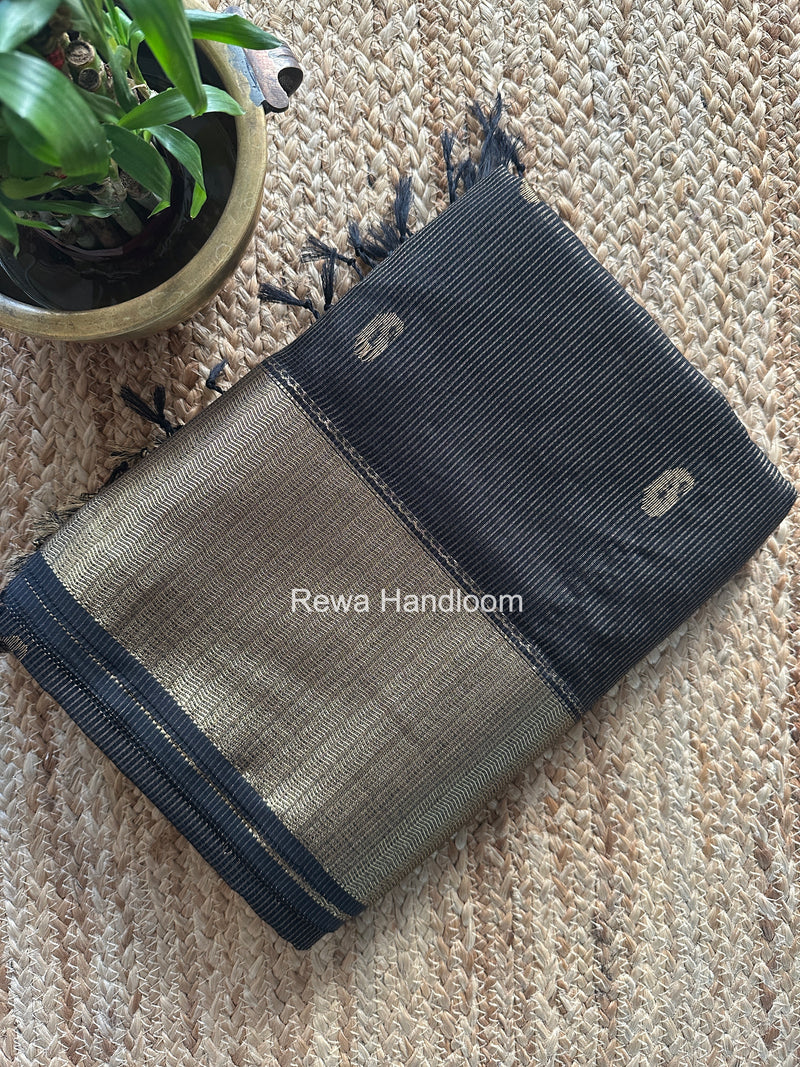 Maheshwari Black Tissue Butti Saree KBT03