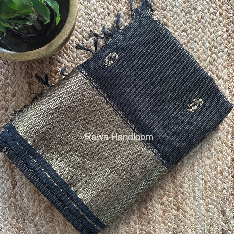 Maheshwari Black Tissue Butti Saree KBT03