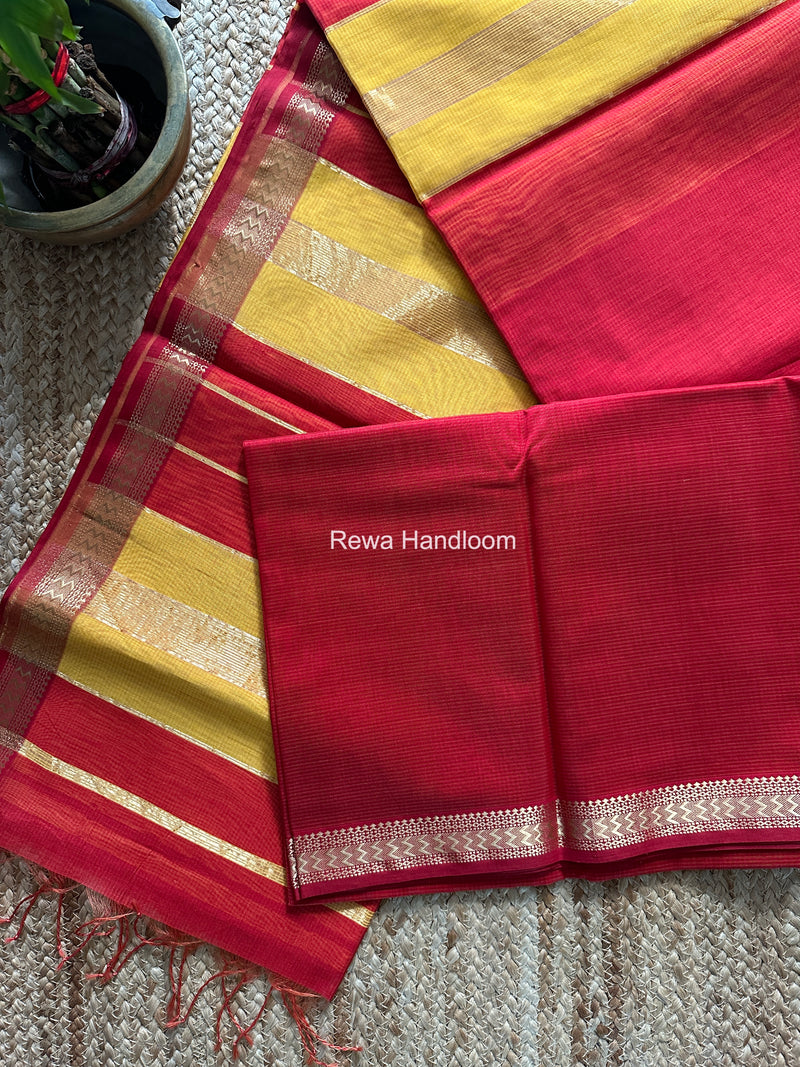 Maheshwari Red Rasta Lehar Saree RL035