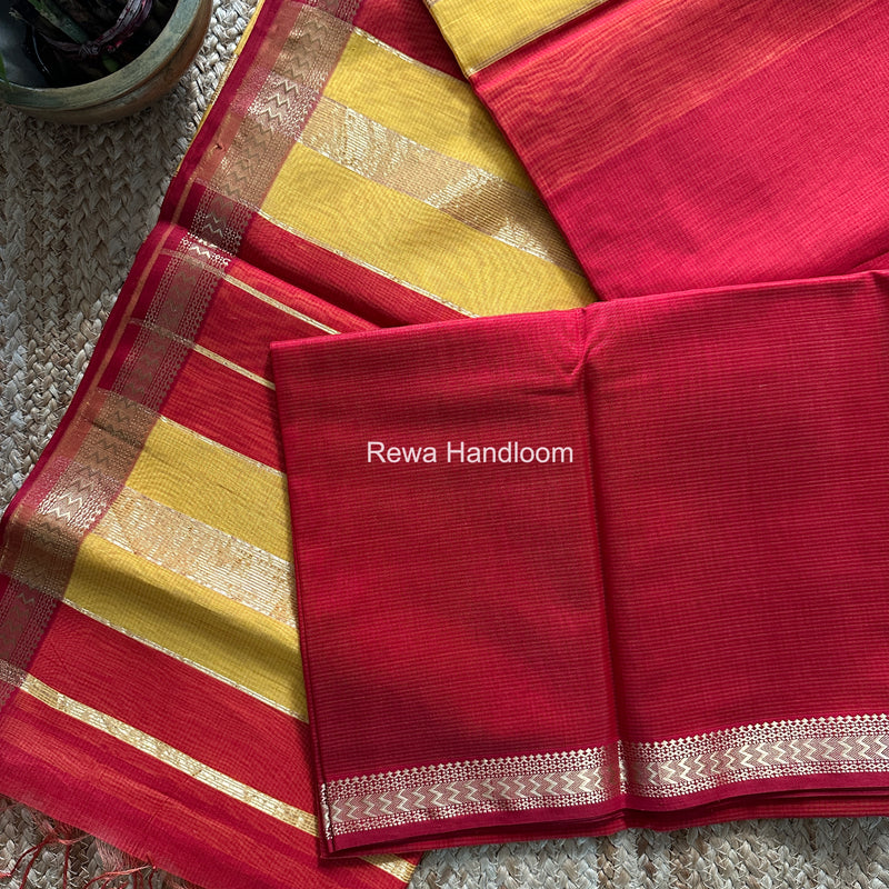 Maheshwari Red Rasta Lehar Saree RL035