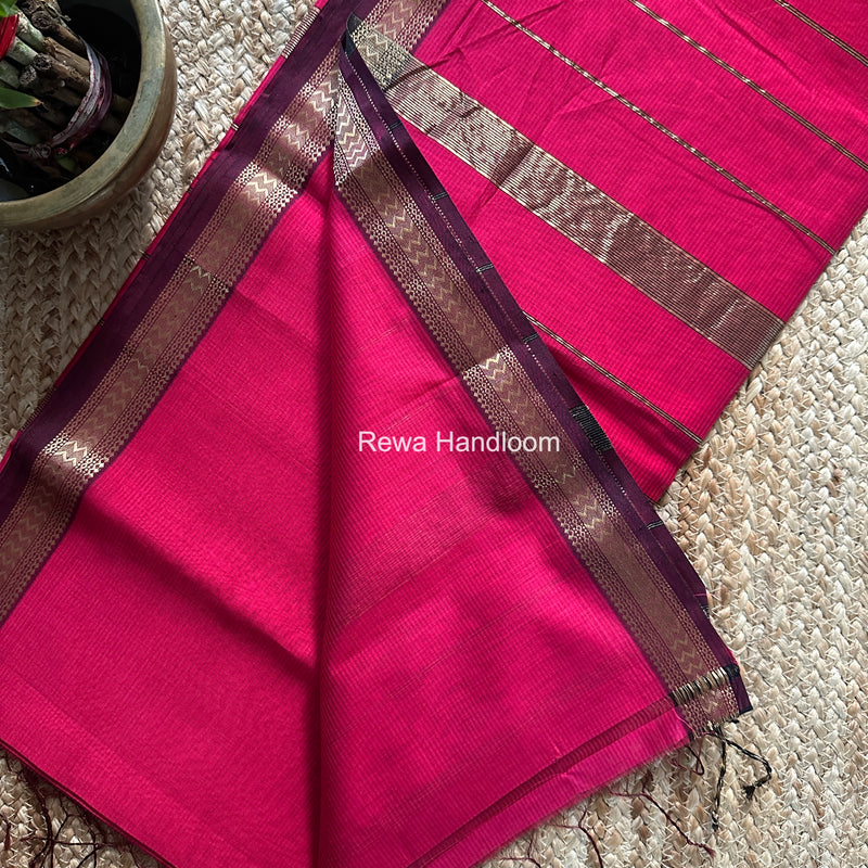 Maheshwari Rani Pink Rasta Lehar Saree RL036