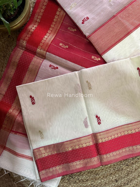 Maheshwari White Zari Butti Saree RB03