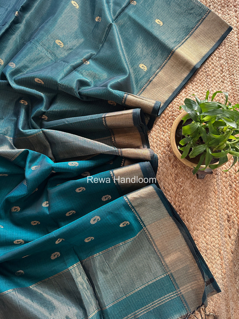 Maheshwari Green Tissue Butti Saree KBT02